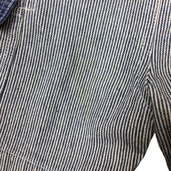 TOMMY HILFIGER Baby Overalls Denim Pinstripe Stripe Bibs Painter Patch Size 12M - Picture 12 of 13